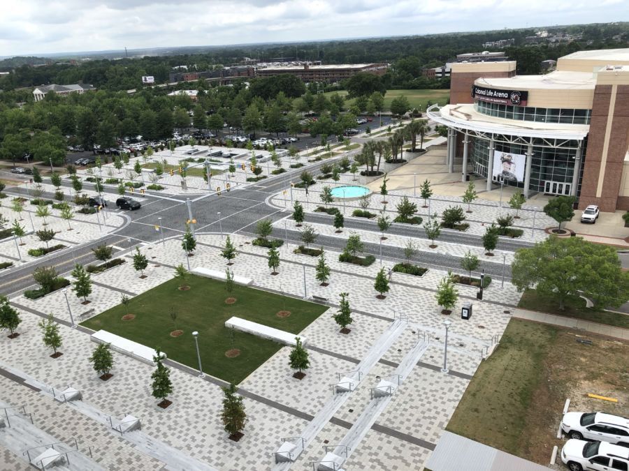 Drone image of paver design