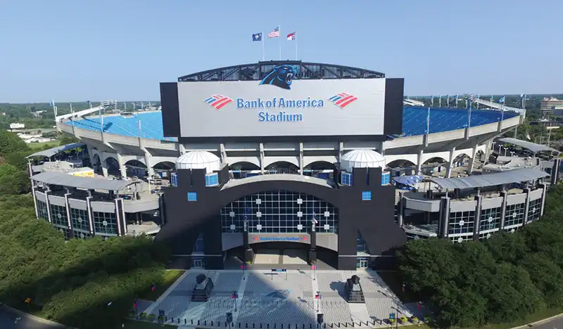 Arial view of Bank of America Stadium