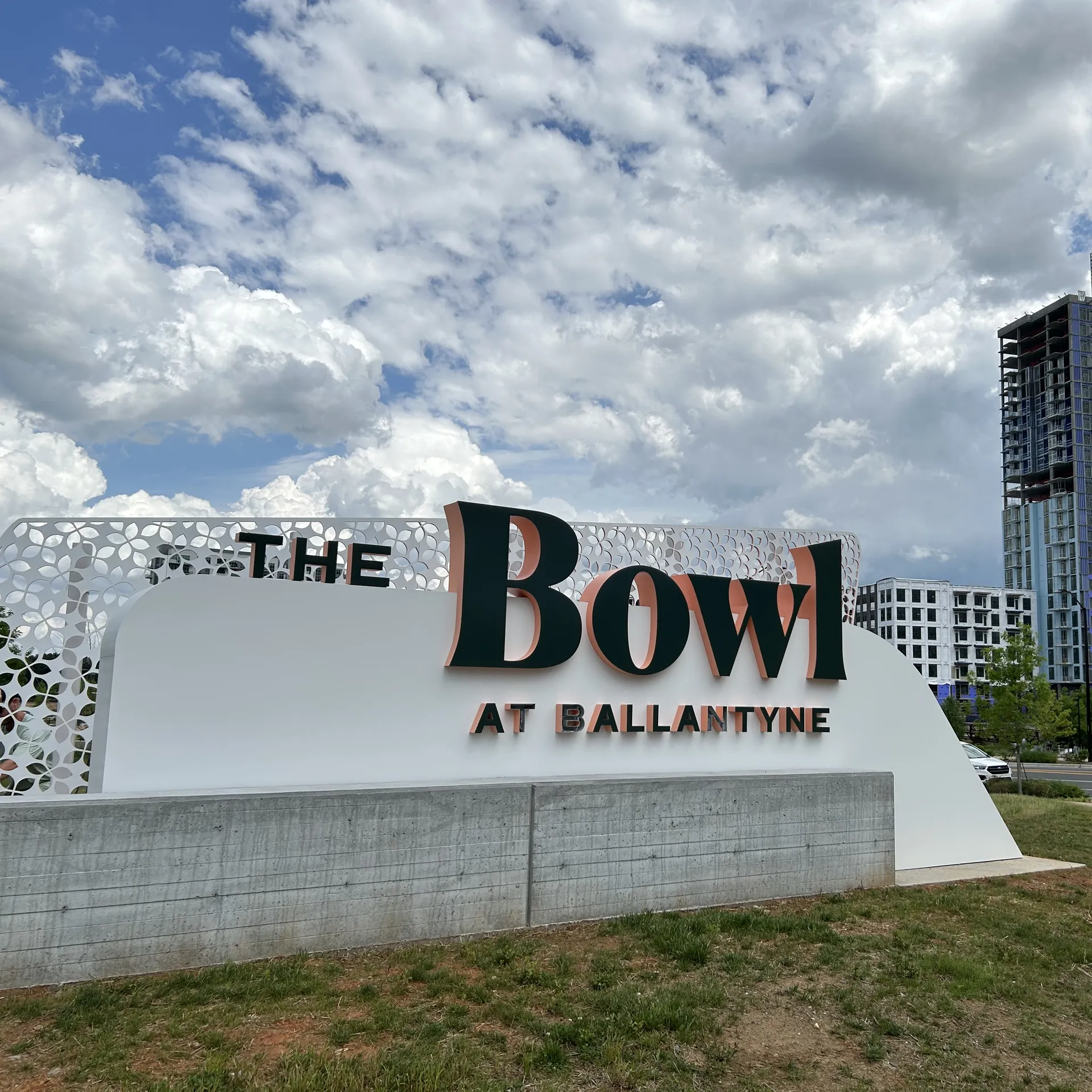 Picture of the sign at the Bowl at Ballantyne